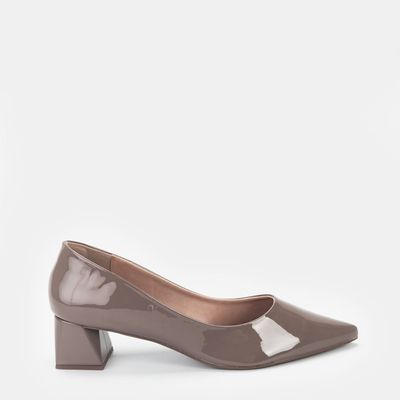 Scarpin Salto Blocado Verniz Fendi