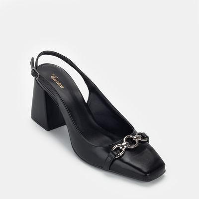 Chanel Salto Blocado com Enfeite Preto
