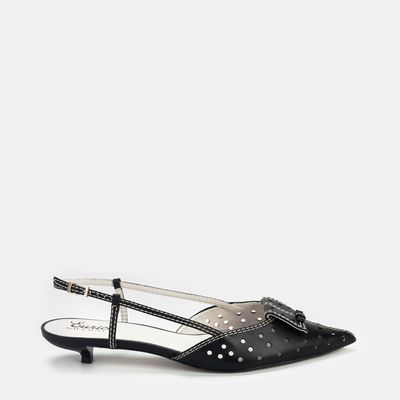Chanel Salto Baixo Pespontado Preto