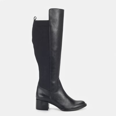 Bota Cano Alto com Elastano Preto