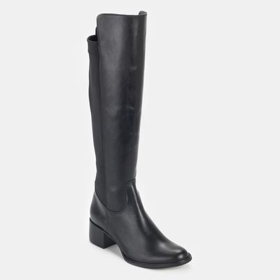 Bota Cano Alto com Elastano Preto