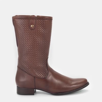 Bota Cano Médio com Elastano Canela