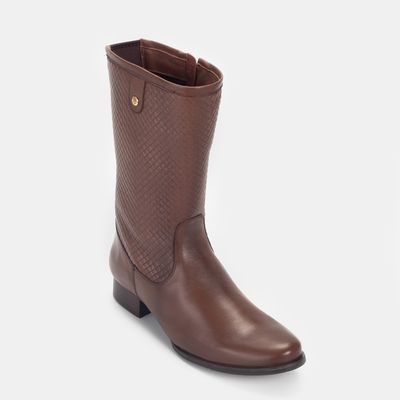 Bota Cano Médio com Elastano Canela