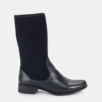Bota Cano Médio Knit Preto