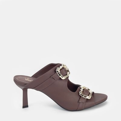 Tamanco Salto Alto c/ Fivela Chocolate