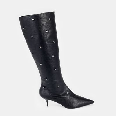 Bota Cano Alto c/ Tachas Preto