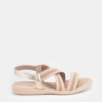 Sandália Tiras com Elástico Ouro