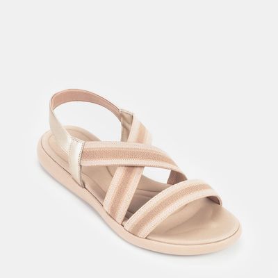 Sandália Tiras com Elástico Ouro