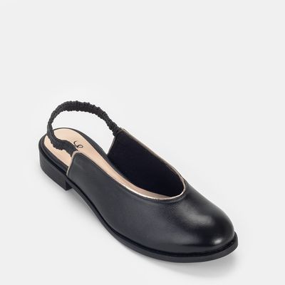 Slingback Bico Redondo Preto