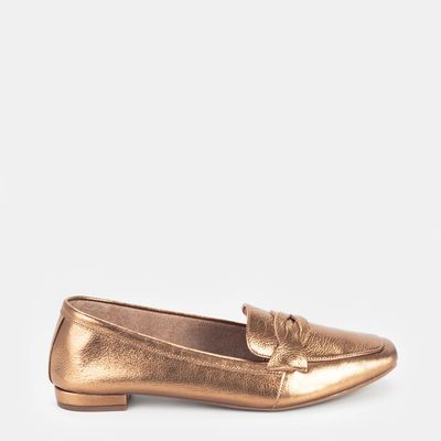 Mocassim Tira Trançada Bronze
