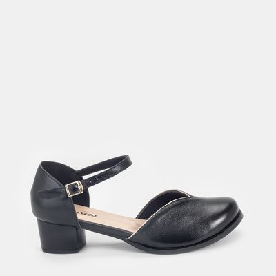 Sapato Boneca Salto Baixo Bicolor Preto