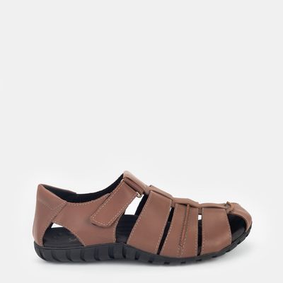 Sandália Transpassada c/ Velcro Canela