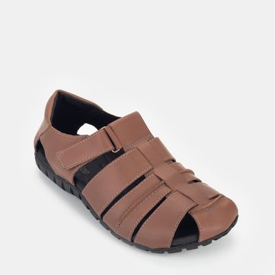 Sandália Transpassada c/ Velcro Canela