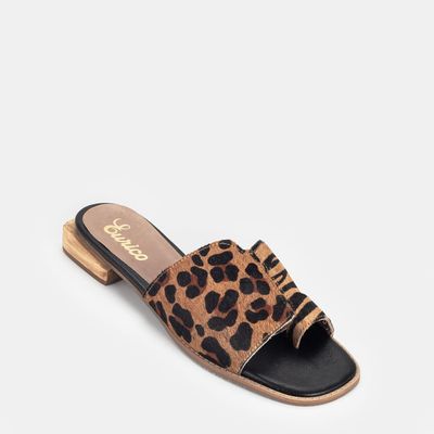 Rasteira Bico Quadrado Animal Print