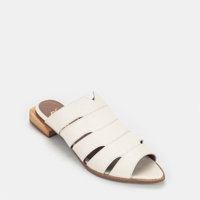 Mule Bico Fino com Tiras Off-White