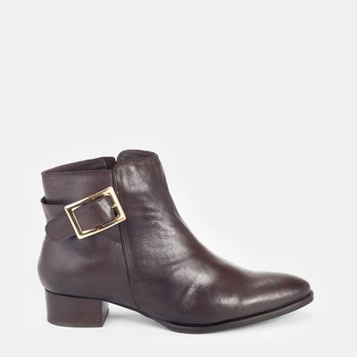 Bota Cano Baixo c/ Fivela Chocolate