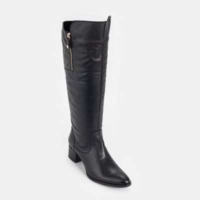 Bota Cano Alto Assimétrico Preto