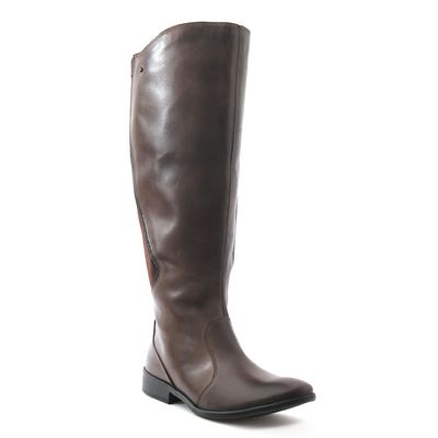 Bota salto baixo com elastano Café
