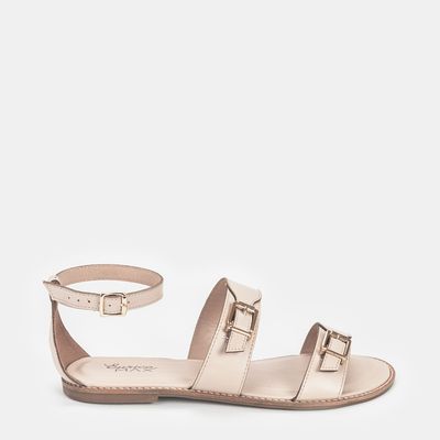 Rasteira Tiras com Fivelas Off-White