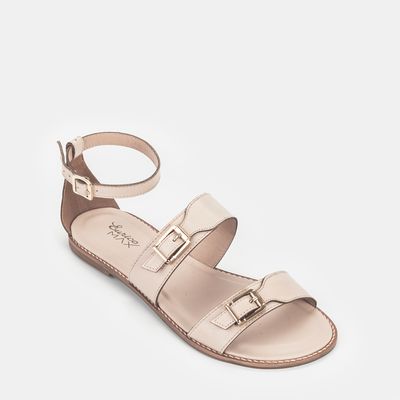 Rasteira Tiras com Fivelas Off-White