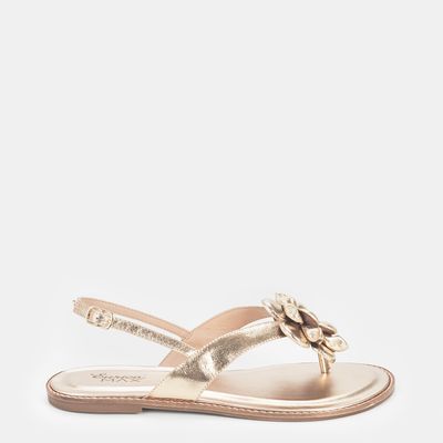 Sandália com Flor Ouro