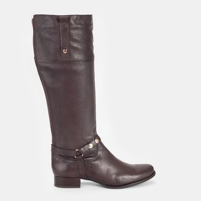 Bota Cano Alto com Enfeite Marrom