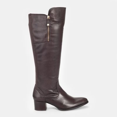 Bota Cano Alto Assimétrico Marrom