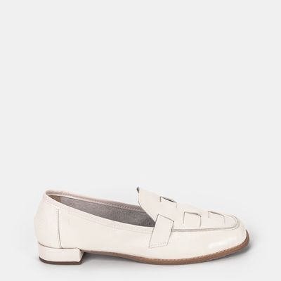 Mocassim Salto Baixo Off White