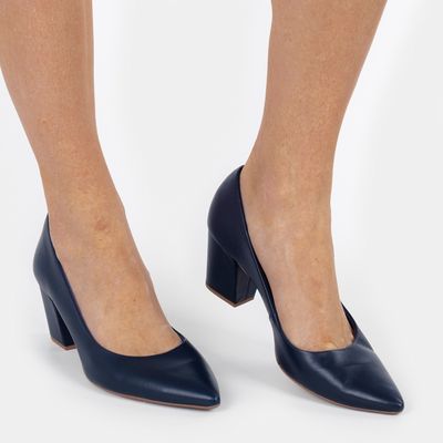Scarpin salto bloco Usaflex Marinho