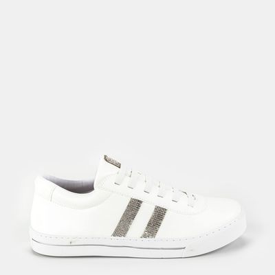 Tênis Casual c/ Strass Branco