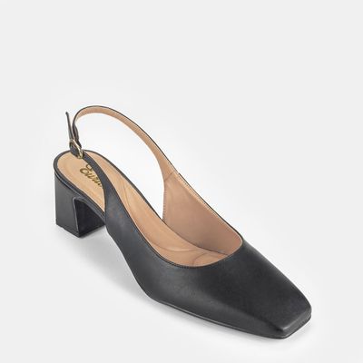 Chanel Bico Quadrado Salto Médio Preto