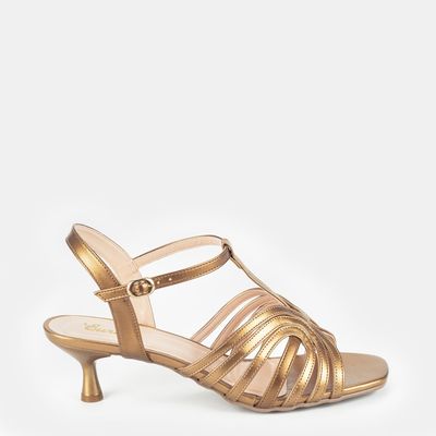 Sandália Salto Médio Bronze