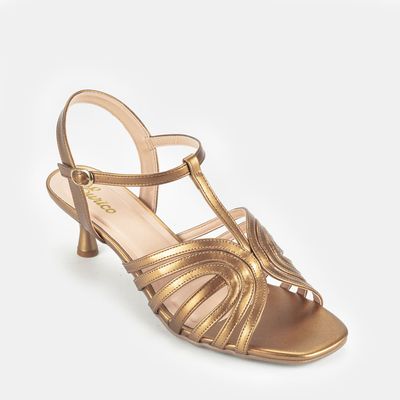 Sandália Salto Médio Bronze