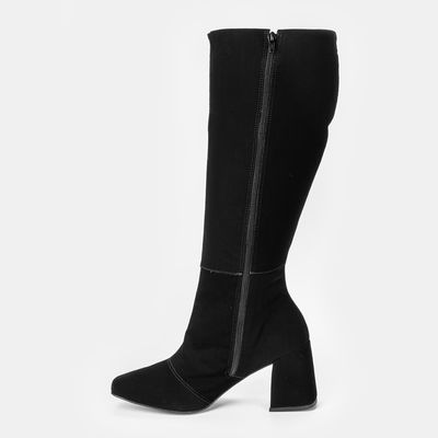 Bota Cano Alto Bico Quadrado Preto