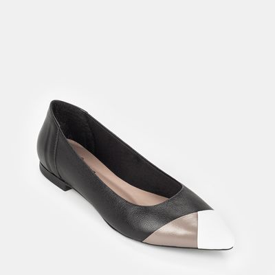 Sapatilha Bico Fino Multicor Preto