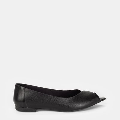 Sapatilha Bico Fino Bicolor Preto