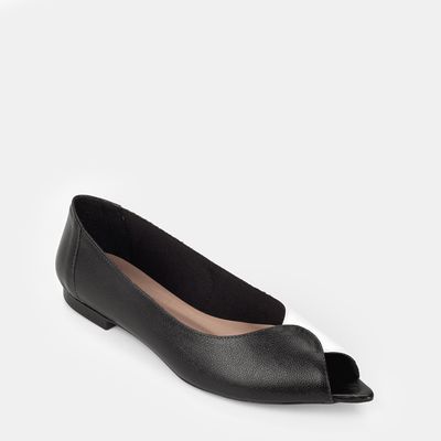 Sapatilha Bico Fino Bicolor Preto