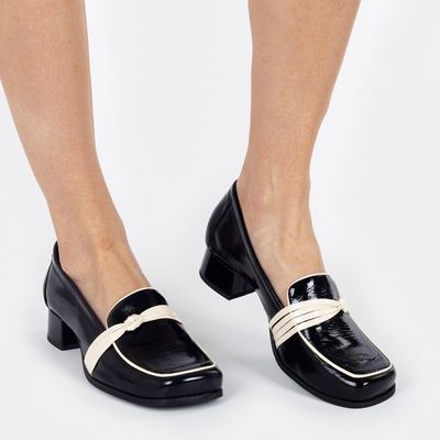 Mocassim Blocado com Nó Bicolor Preto