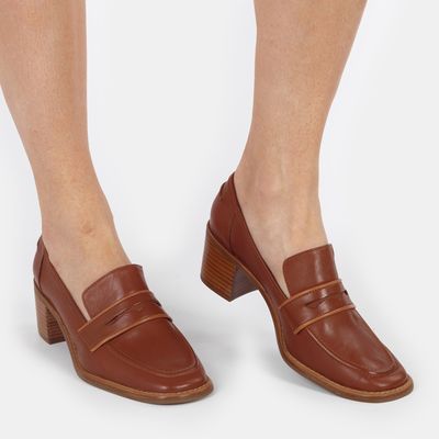 Mocassim Salto Blocado Canela