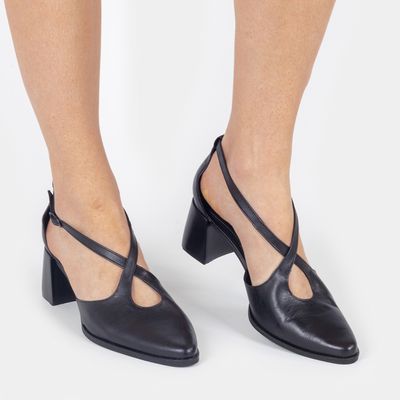 Scarpin Aberto Blocado Preto