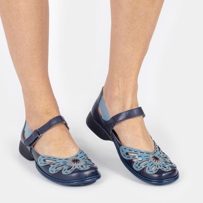 Sapato Boneca c/ Flor Multicor Azul