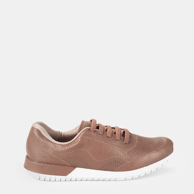 Tênis Casual Usaflex c/ Elástico Couro Marrom Claro