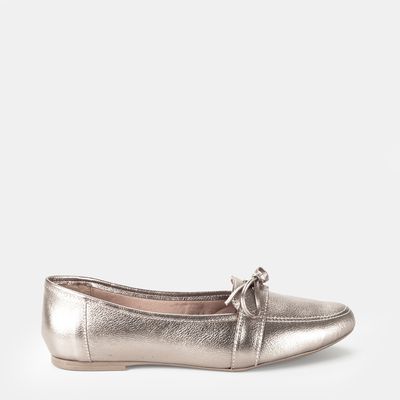 Mocassim Com Laço Prata Velho