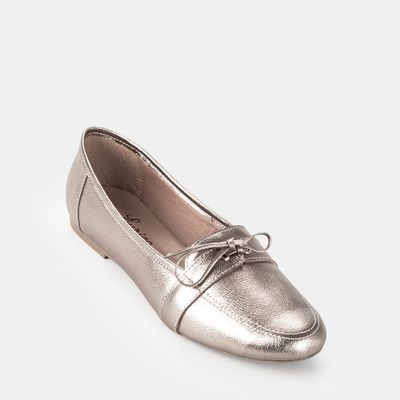 Mocassim Com Laço Prata Velho