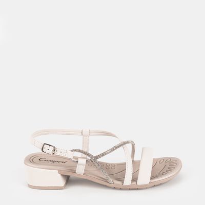 Sandália Salto Baixo Off White