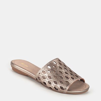 Chinelo Rasteiro c/ Recortes Prata Velho