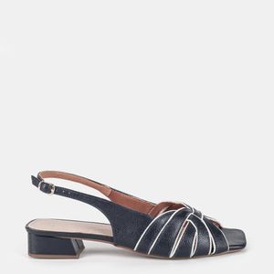 Sandália Salto baixo Bicolor Marinho