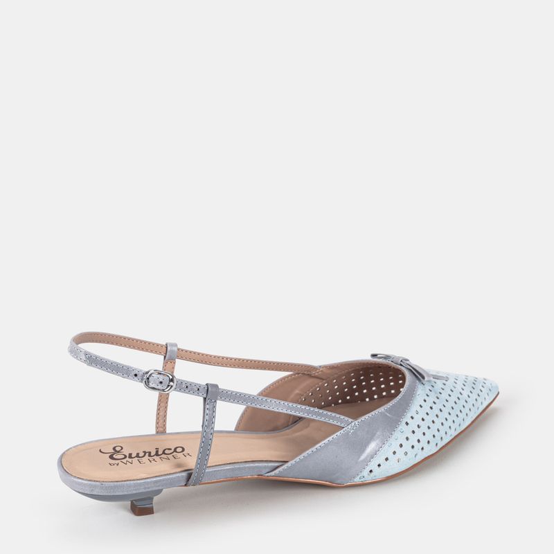 Chanel Salto Baixo c/ Laço Azul