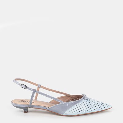 Chanel Salto Baixo c/ Laço Azul