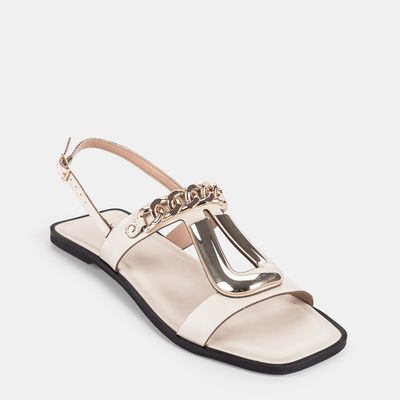 Rasteira c/ Enfeite Off White